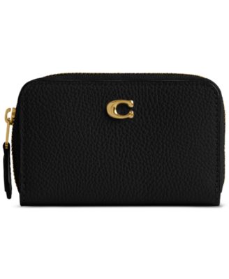 COACH Essential Leather Zip Around C BrassBlack NO SIZE